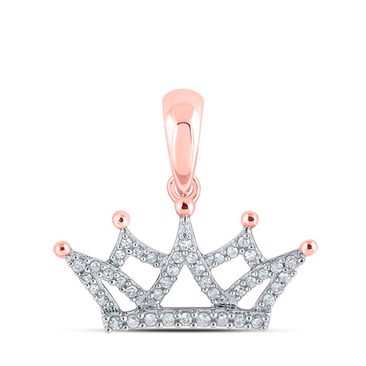 0.15 Ctw Natural Diamond Crown Gift Pendant in 10k Rose Gold