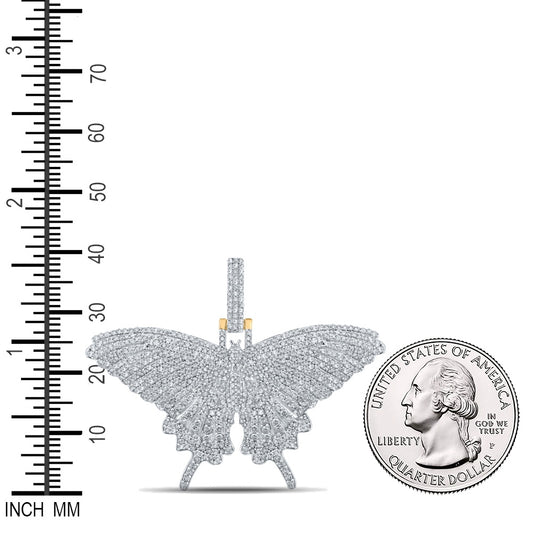 2.72 Ctw Natural Diamond Cluster Hiphop Butterfly Pendant in 14k Yellow Gold