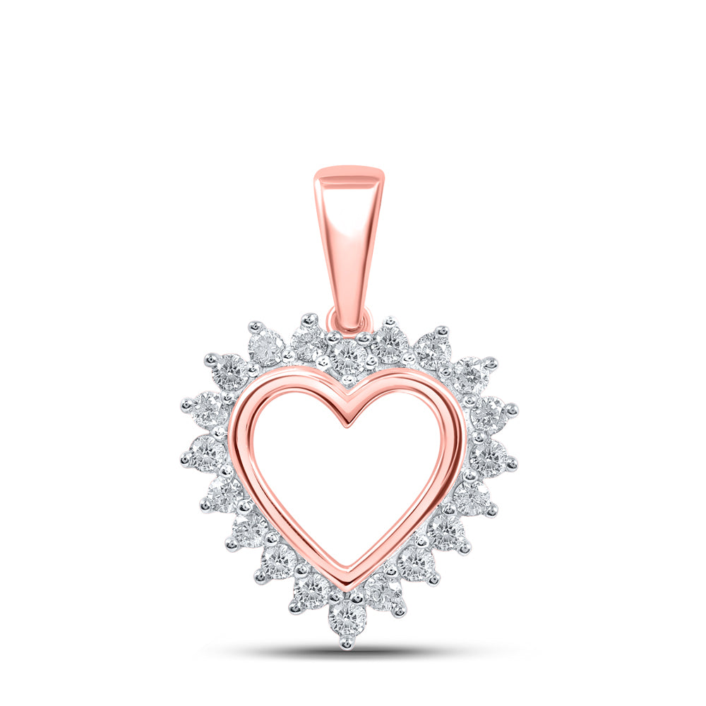 0.2 Ctw Natural Diamond Open Heart Pendant in 10k Rose Gold