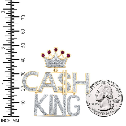 3.72 Ctw Natural Diamond Crown Dollar Cash King Pendant in 10k Yellow Gold