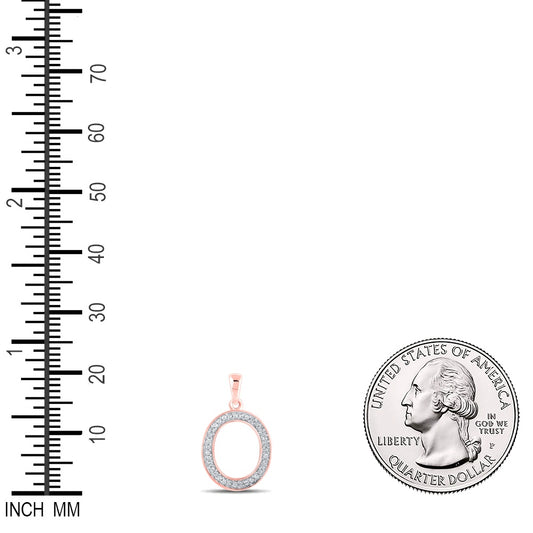 0.09 Ctw Natural Diamond Block Initial Letter O Pendant in 10k Rose Gold