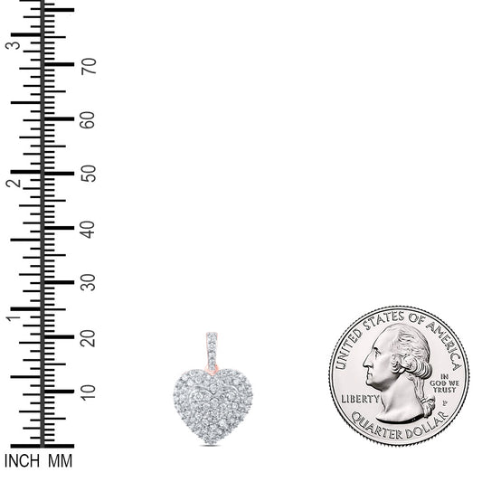 0.86 Ctw Natural Diamond Cluster Heart Pendant in 10k Rose Gold
