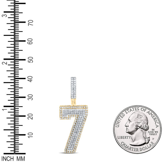 1.02 Ctw Natural Diamond Block Number Eight 7 Pendant in 10k Two-tone Gold
