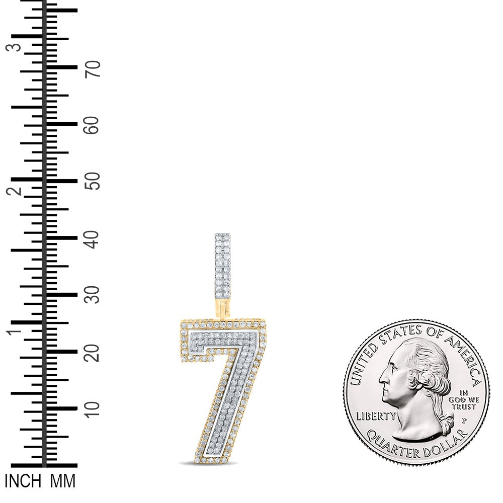 1.02 Ctw Natural Diamond Block Number Eight 7 Pendant in 10k Two-tone Gold
