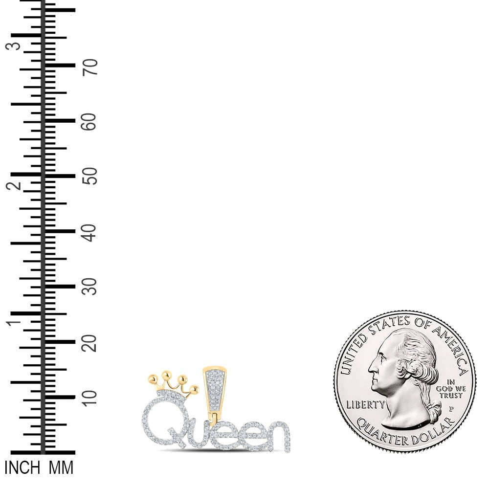 0.32 Ctw Natural Diamond Crown Queen Hiphop Pendant in 10k Yellow Gold