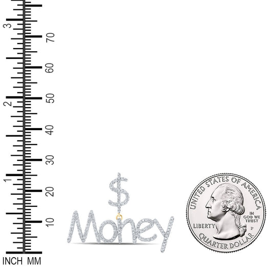 0.5 Ctw Natural Diamond Money Dollar Namelate Pendant in 10k Yellow Gold