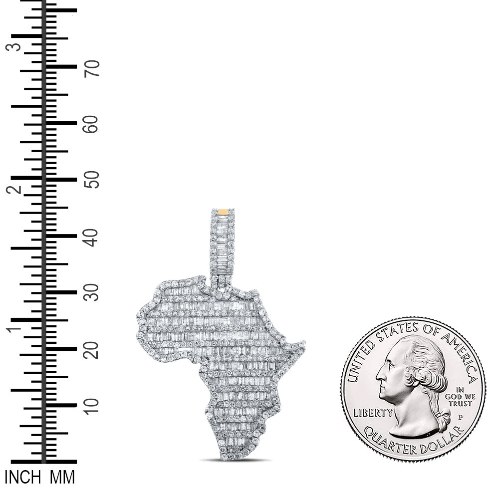 2.81 Ctw Natural Diamond Africa Continent Map Pendant in 14k Yellow Gold