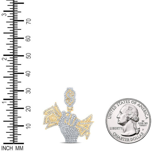 2.64 Ctw Natural Diamond Money Fist Pendant in 10k Yellow Gold