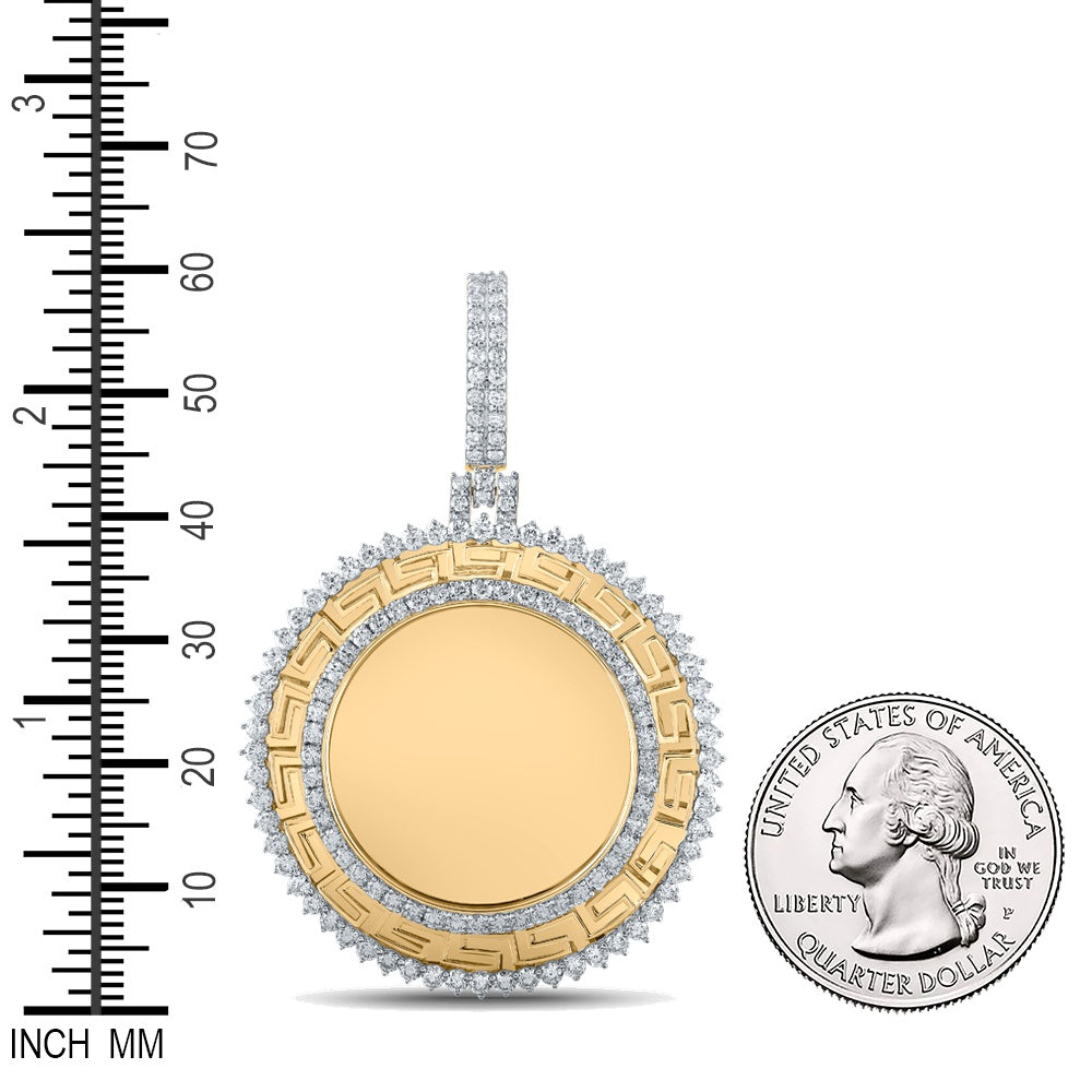 2.69 Ctw Natural Diamond Greek Round Memory Picture Frame Pendant in 10k Yellow Gold