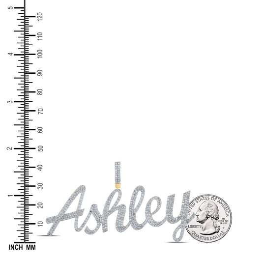 2.6 Ctw Natural Diamond Ashley Nameplate Pendant in 10k Yellow Gold