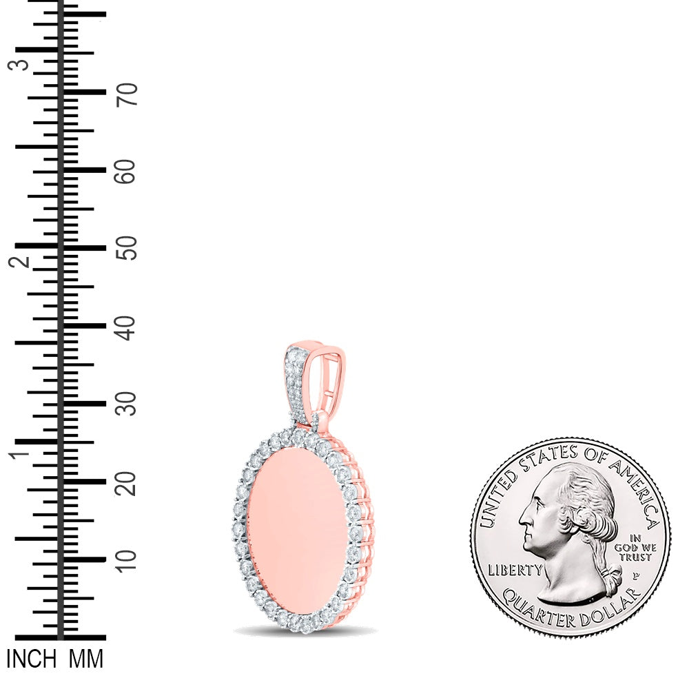 0.82 Ctw Natural Diamond Round Cirle Memory Picture Frame Pendant in 10k Rose Gold