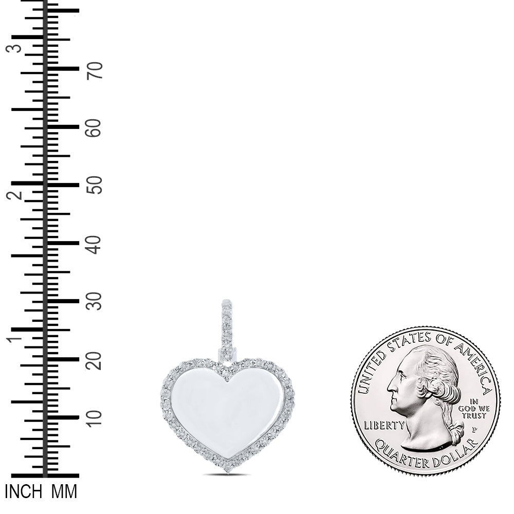 0.09 Ctw Natural Diamond Heart Memory Picture Frame Pendant in 10k White Gold