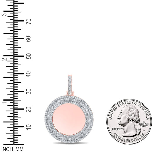 1.5 Ctw Natural Diamond Circular Round Memory Picture Frame Pendant in 10k Rose Gold