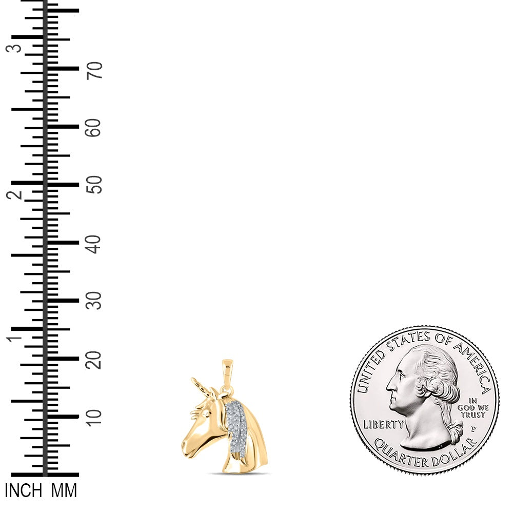 0.05 Ctw Natural Diamond Horse Animal Pendant in 10k Yellow Gold