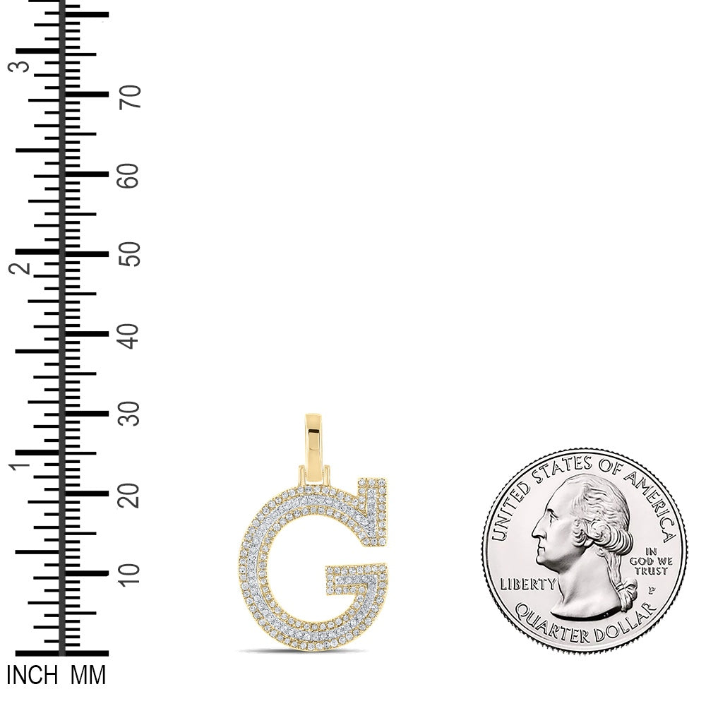 0.42 Ctw Natural Diamond Block Initial Letter G Pendant in 10k Two-tone Gold