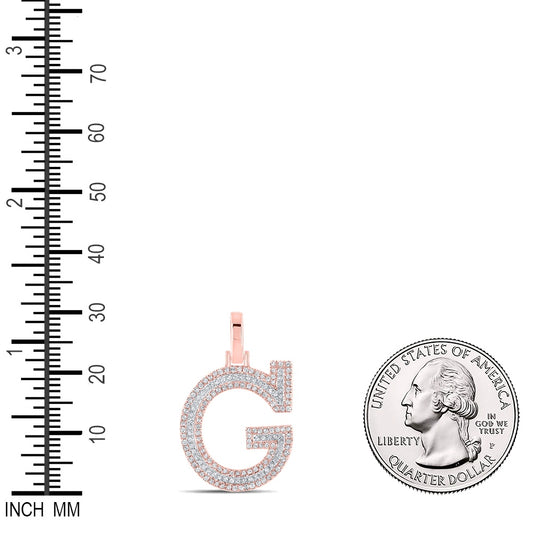 0.42 Ctw Natural Diamond Block Initial Letter G Pendant in 10k Two-tone Gold