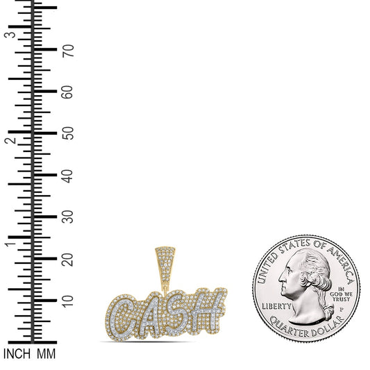 0.86 Ctw Natural Diamond Hiphop Cash Nameplate Pendant in 10k Yellow Gold