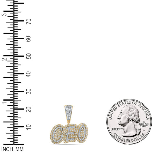 0.63 Ctw Natural Diamond CEO Nameplate Pendant in 10k Yellow Gold