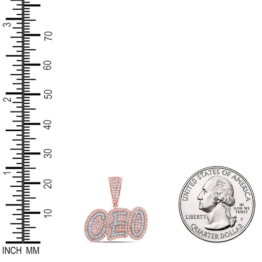 0.64 Ctw Natural Diamond CEO Nameplate Pendant in 10k Rose Gold