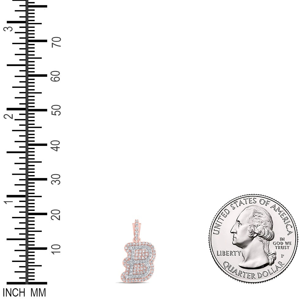 0.28 Ctw Natural Diamond Hiphop Initial Letter B Pendant in 10k Rose Gold