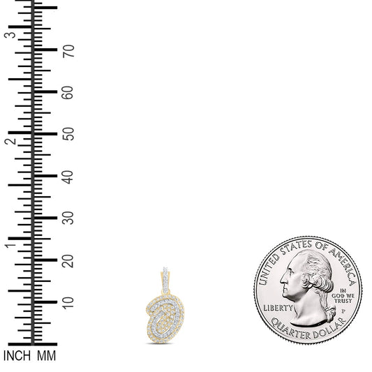 0.21 Ctw Natural Diamond Hiphop Initial Letter O Pendant in 10k Yellow Gold