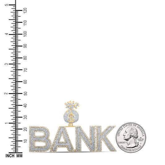3.92 Ctw Natural Diamond Dollar Money Bag Bank Hiphop Pendant in 14k Two-tone Gold