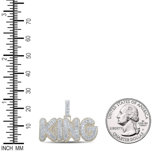 5.26 Ctw Natural Diamond KING Nameplate Pendant in 14k Yellow Gold
