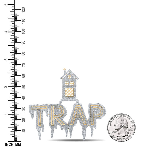 8.02 Ctw Natural Diamond Trap House Hiphop Pendant in 14k Yellow Gold