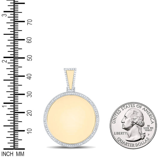 0.55 Ctw Natural Diamond Round Circle Memory Picture Frame Pendant in 14k Yellow Gold