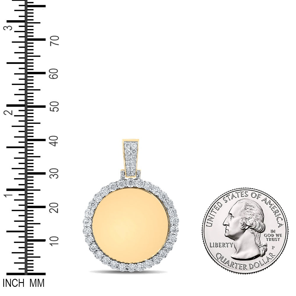 0.8 Ctw Natural Diamond One Row Tennis Memory Picture Frame Pendant in 14k Yellow Gold