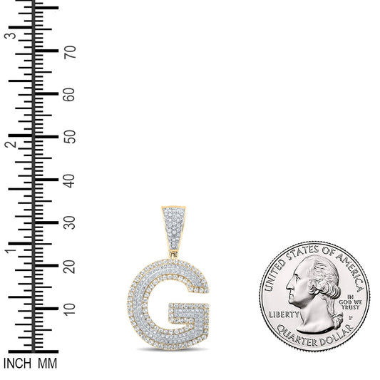 0.89 Ctw Natural Diamond Block Initial Letter Alphabet G Pendant in 14k Two-tone Gold