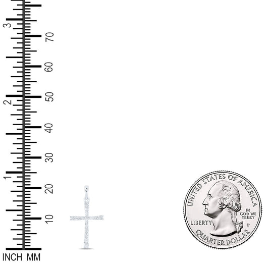 0.16 Ctw Natural Diamond Cross Religious Pendant in 10k White Gold