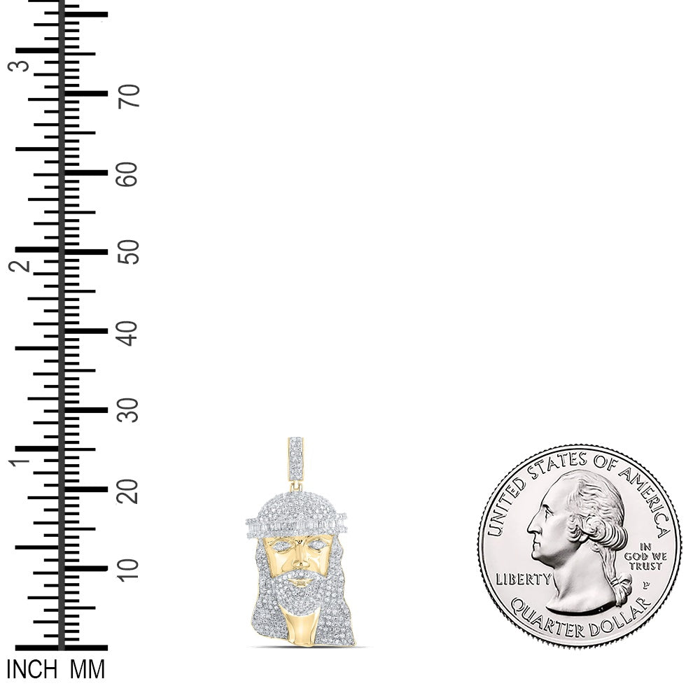 2 Ctw Natural Diamond Hiphop Jesus Religious Pendant in 10k Yellow Gold