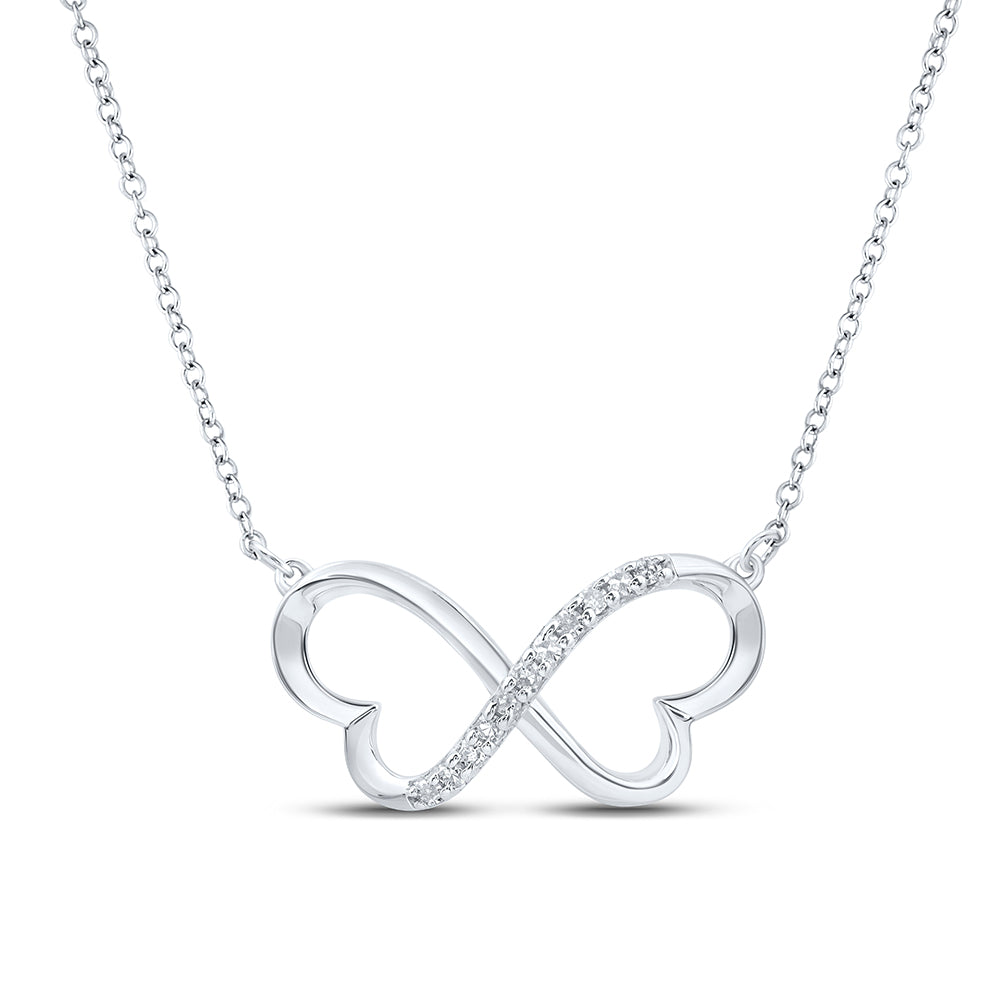 0.08 Ctw Natural Diamond Infinity Heart Pendant in Sterling Silver
