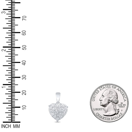 0.8 Ctw Natural Diamond Cluster Heart Pendant in 10k White Gold