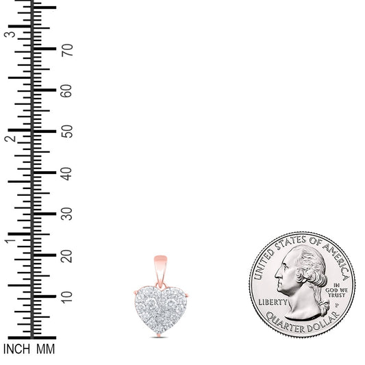 0.8 Ctw Natural Diamond Cluster Heart Pendant in 10k Rose Gold