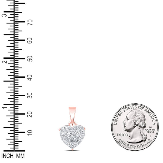 0.27 Ctw Natural Diamond Cluster Heart Gift Pendant in 10k Rose Gold