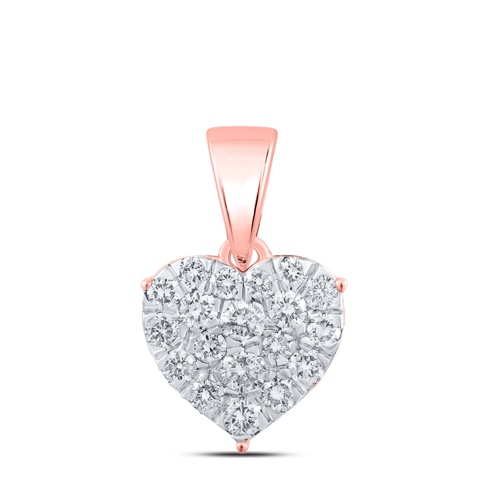 0.15 Ctw Natural Diamond Heart Pendant in 10k Rose Gold