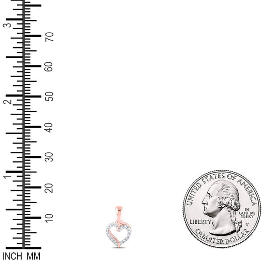 0.08 Ctw Natural Diamond Open Heart Pendant in 10k Rose Gold