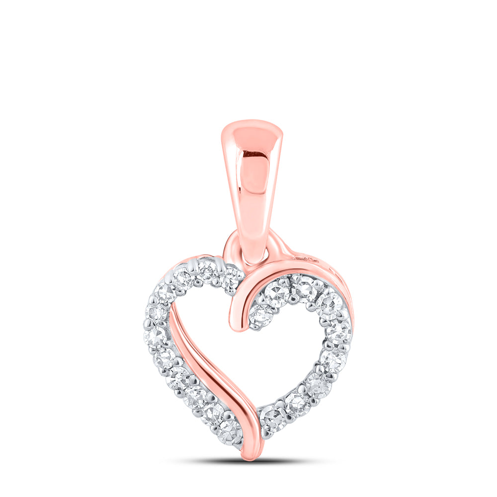 0.08 Ctw Natural Diamond Open Heart Pendant in 10k Rose Gold