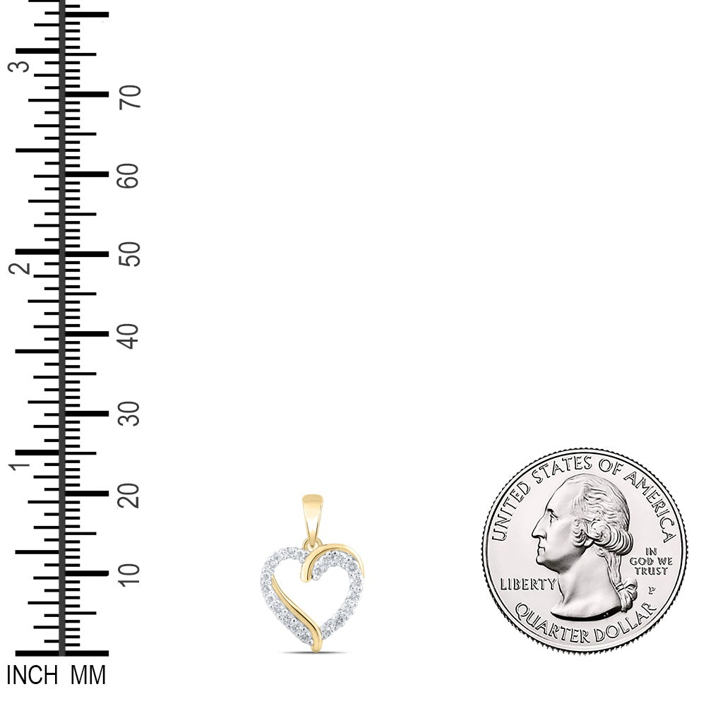 0.25 Ctw Natural Diamond Open Heart Gift Pendant in 10k Yellow Gold