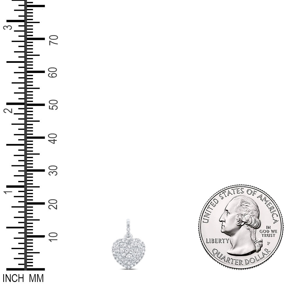 0.27 Ctw Natural Diamond Cluster Heart Pendant in 10k White Gold