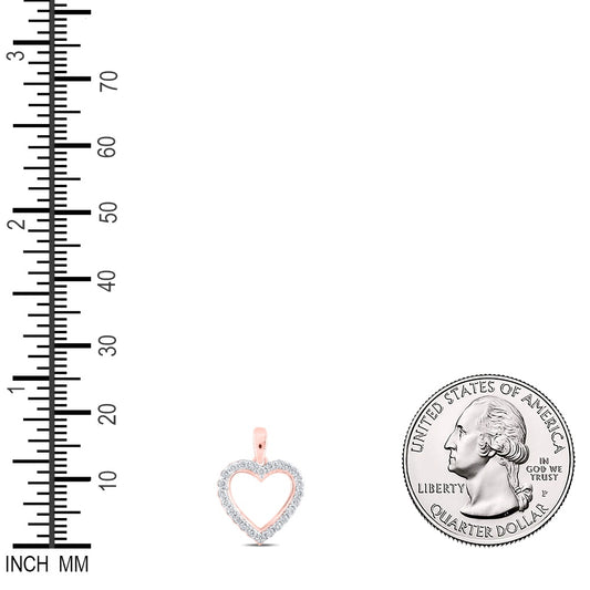 0.23 Ctw Natural Diamond Open Heart Pendant in 10k Rose Gold