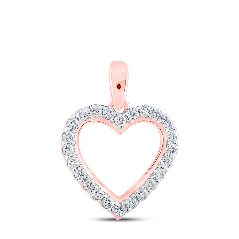 0.23 Ctw Natural Diamond Open Heart Pendant in 10k Rose Gold