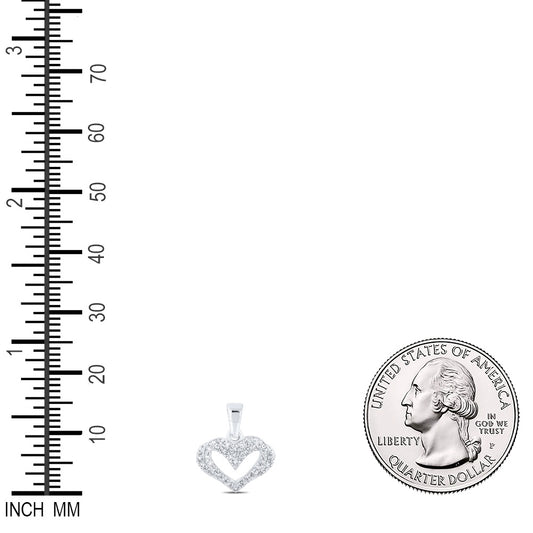 0.25 Ctw Natural Diamond Open Heart Pendant in 10k White Gold
