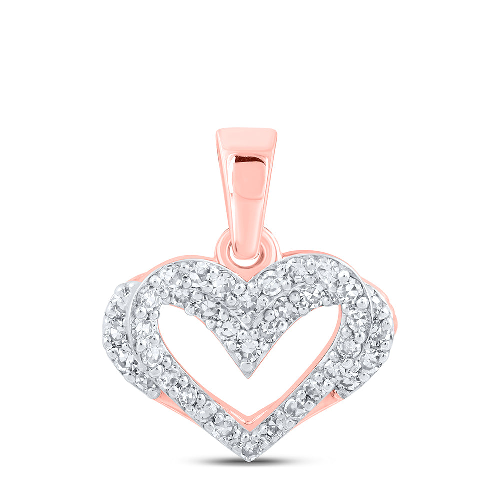 0.26 Ctw Natural Diamond Open Heart Pendant in 10k Rose Gold