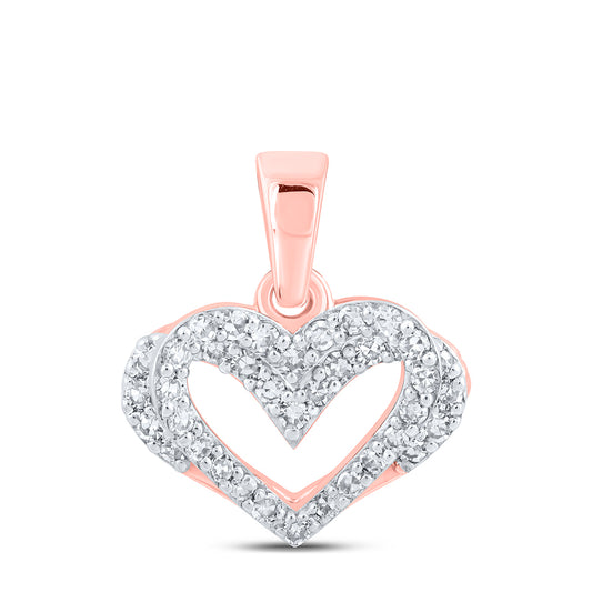 0.26 Ctw Natural Diamond Open Heart Pendant in 10k Rose Gold