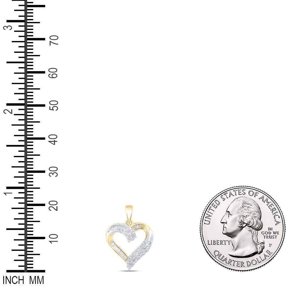 0.24 Ctw Natural Diamond Open Heart Gift Pendant in 10k Yellow Gold