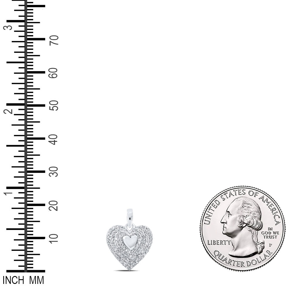 0.27 Ctw Natural Diamond Cluster Heart Pendant in 10k White Gold