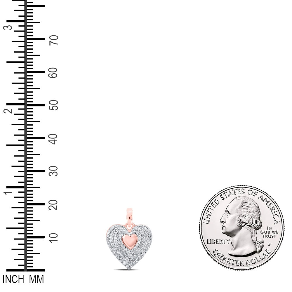 0.27 Ctw Natural Diamond Cluster Heart Pendant in 10k Rose Gold